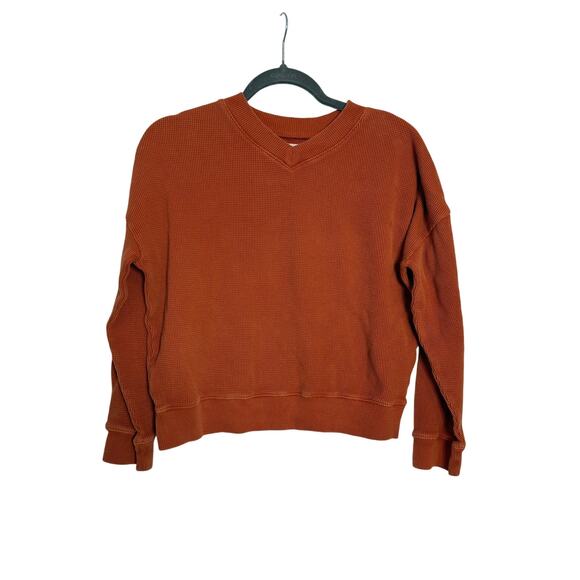 Madewell Thermal Shirt Women's Medium Rust Orange Long Sleeve - Picture 1 of 6